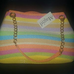 Magid multi-colored woven straw bag